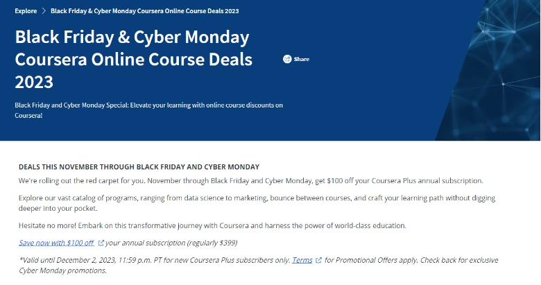Coursera Offer Black Friday