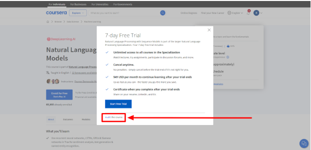 Auditing A Course In Coursera 