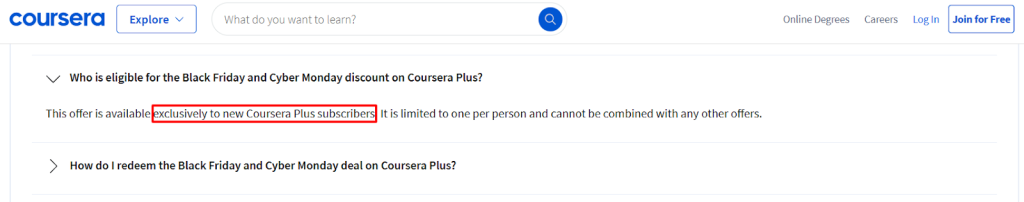 Coursera Black Friday eligibility 