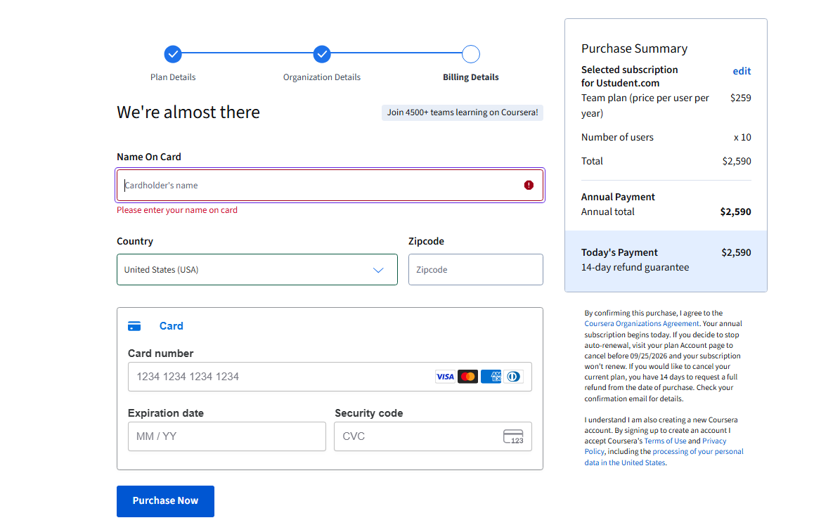 Enter Payment Details
