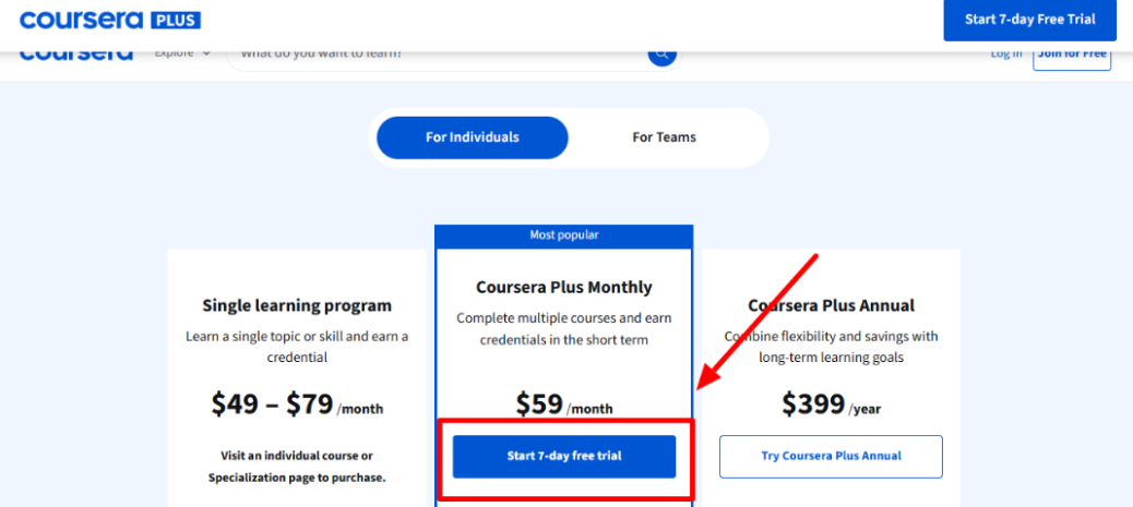 Click On Start Free Trial